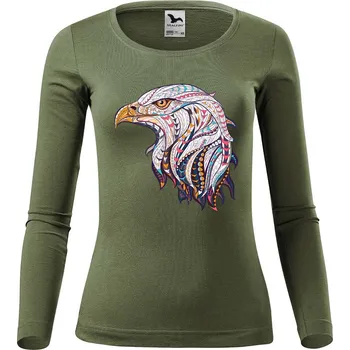 DOBRÝ TRIKO Dámské bavlněné triko Hlava orla Velikost: S, Barva: Khaki