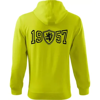 Pánská mikina Narozeninový motiv - znak - 1957 - Mikina s kapucí na zip trendy zipper - M ( Limetková )