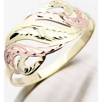 Šperk Dámský prsten žluté zlato 585 Klasik ručně rytý 51P-564 velikost 64