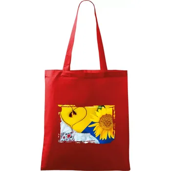 Ukrajina slunečnice a kroj - Taška bavlněná - 42 x 38 cm ( Červená )