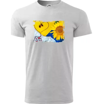 Pánské tričko Ukrajina slunečnice a kroj - Triko extra velké (5-8XL) - 8XL ( Světlešedý Melír )