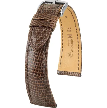 Řemínek na hodinky Kožený řemínek Hirsch London 04366110-2, hnědý, ještěrčí kůže, Quick Release