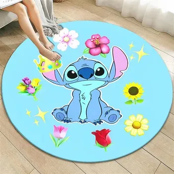 Koberec Stitch koberec kulatý flanelový měkký | dětský koberec, podložka - 3 , 120x120cm