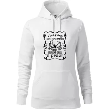 Dámská mikina Blbý den na posedu - Mikina dámská Cape s kapucí - L ( Bílá )