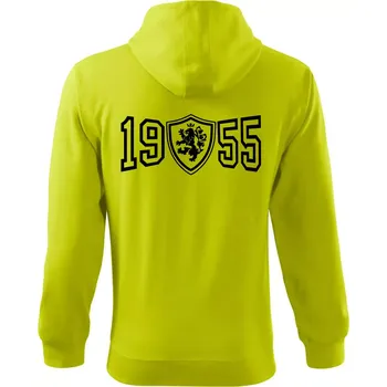 Pánská mikina Narozeninový motiv - znak - 1955 - Mikina s kapucí na zip trendy zipper - 3XL ( Limetková )