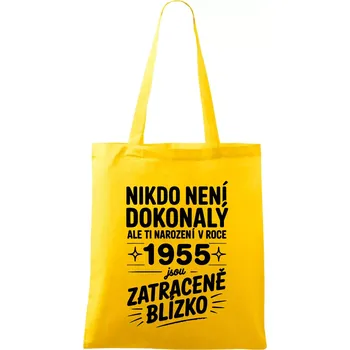 Nikdo není dokonalý ale ti narození v roce 1955 jsou zatraceně blízko - Taška bavlněná - 42 x 38 cm ( Žlutá )