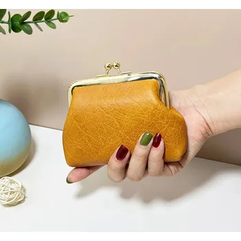 Peněženka Mini kožená peněženka s přihrádkami | mini peněženka, dámská peněženka - žluť