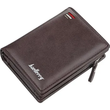 Peněženka Malá skládací peněženka s kapsou na zip | pánská peněženka, koženková peněženka - tmavě hnědá