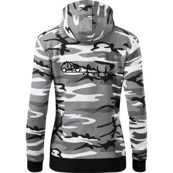 Dámská mikina Ekg elektromobil - Dámská mikina trendy zipper s kapucí - XS ( Šedý maskáč )