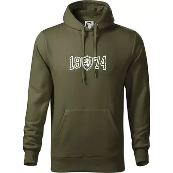 Pánská mikina Narozeninový motiv - znak - 1974 - Mikina pánská Cape s kapucí - 5XL ( Military )