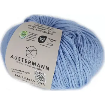 Příze Austermann Merino 120 EXP 122 Azurová (Příze Merino 120 EXP AZUR)