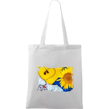 Ukrajina slunečnice a kroj - Taška bavlněná - 42 x 38 cm ( Bílá )