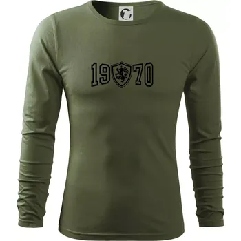 Pánské oblečení Narozeninový motiv - znak - 1970 - Triko s dlouhým rukávem FIT-T long sleeve - M ( Khaki )