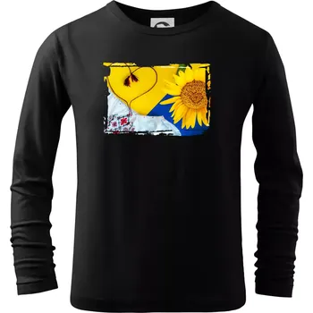 Chlapecké tričko Ukrajina slunečnice a kroj - Triko dětské Long Sleeve - 122 cm/6 let ( Černá )