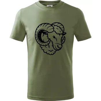 Černá Hlava berana obrys - Tričko dětské bavlněné - 104-110cm / 3-4 roky ( Khaki )