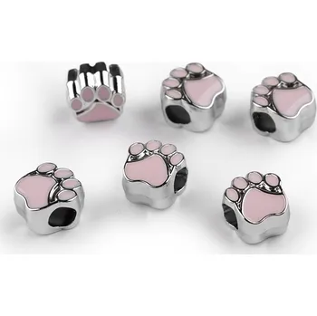 Korálek Plastové korálky s velkým průvlekem tlapka 11x11 mm, Balení 6 ks, Varianta 1 krémová světlá