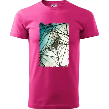 Pánské tričko Barevné nebe - stožáry vysokého napětí - Klasické pánské triko vyšší gramáže - M ( Purpurová )