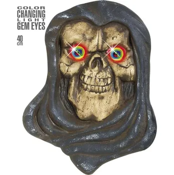 Karnevalový doplněk Dekorace lebka se svítícíma očima