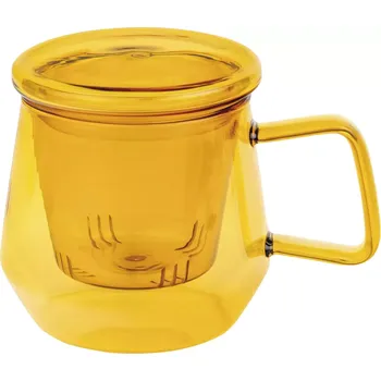 Konvice na čaj BREDEMEIJER Livorno Čajový set pro jednoho, borosilikátové sklo, objem: 0,35 litru, výška: 88 mm, jantarový