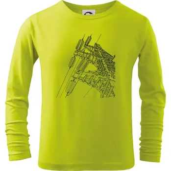 Dětská móda Nákres stožáru vysokého napětí - Triko dětské Long Sleeve - 158 cm/12 let ( Limetková )