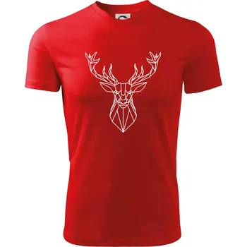 Pánská móda Geometrie - Jelen velký - Pánské triko Fantasy sportovní (dresovina) - L ( Červená )