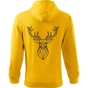 Pánská mikina Geometrie - Jelen velký - Mikina s kapucí na zip trendy zipper - 3XL ( Žlutá )
