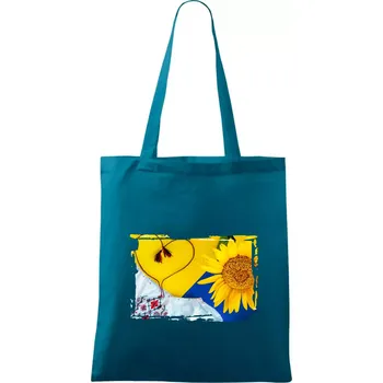 Ukrajina slunečnice a kroj - Taška bavlněná - 42 x 38 cm ( Petrolejová )