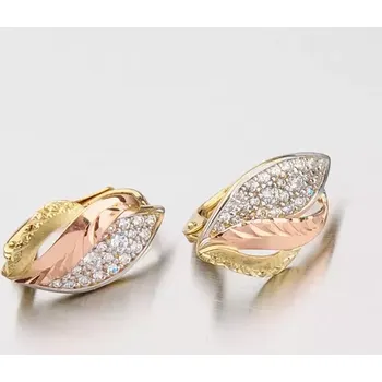 Náušnice Goldex 52NK-2992 Zlaté náušnice klasik se zirkony bílá