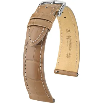 Módní doplněk Kožený řemínek Hirsch London 04307199-2, béžový, aligátoří kůže, Quick Release