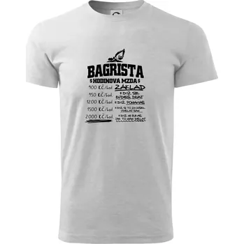 Hodinová mzda bagrista - Triko extra velké (5-8XL) - 8XL ( Světlešedý Melír )