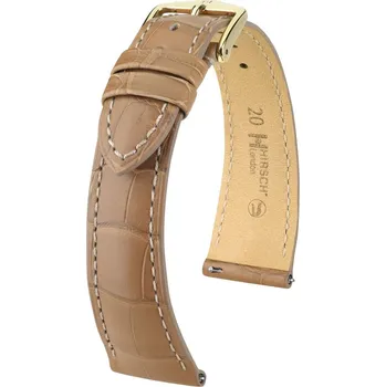 Módní doplněk Kožený řemínek Hirsch London 04307199-7, béžový, aligátoří kůže, Quick Release