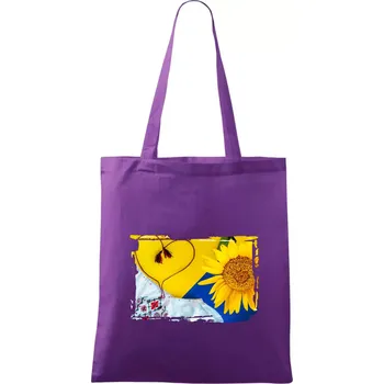 Ukrajina slunečnice a kroj - Taška bavlněná - 42 x 38 cm ( Fialová )