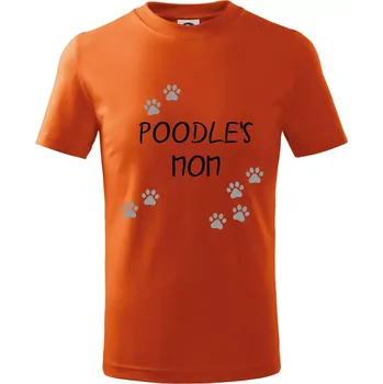 Poodle`s mom Pudl) (Reflexní tlapky) - Tričko dětské bavlněné - 98 cm / 2 roky ( Oranžová )
