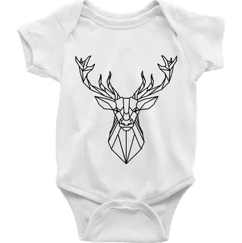 Kojenecký body Geometrie - Jelen velký - Body kojenecké s krátkým rukávem - Krátký r. 12-18 měs ( Bílá )