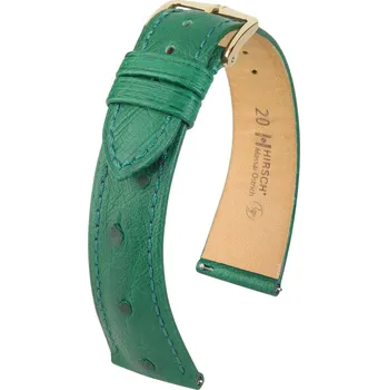 Řemínek na hodinky Kožený řemínek Hirsch Massai Ostrich L 04362040-7, zelený, pštrosí kůže, délka L, Quick Release