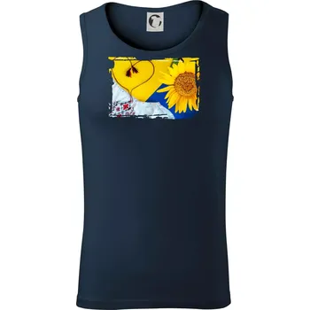 Ukrajina slunečnice a kroj - Tílko pánské Core - XL ( Námořní modrá (velmi tmavá - téměř černá) )