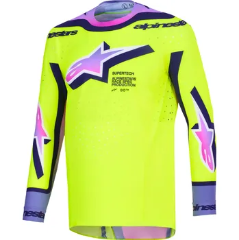 cyklistický dres ALPINESTARS dres SUPERTECH VISTA žlutá fluo/fialová/černá 2026 - 2XL