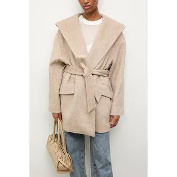 Dámský kabát Vlněný kabát Answear.LAB béžová barva WA25.KPD003 80X, vel. M