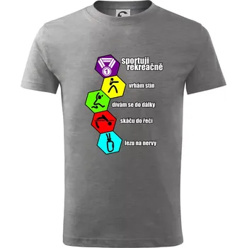 Sportuji rekreačně - Tričko dětské bavlněné - 98 cm / 2 roky ( Tmavě šedý melír )