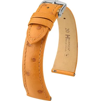 Řemínek na hodinky Kožený řemínek Hirsch Massai Ostrich L 04362075-2, hnědý, pštrosí kůže, délka L, Quick Release