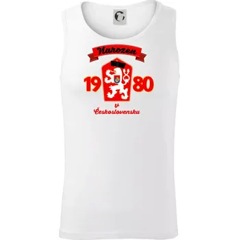 Narozen v Československu - Přelepený znak 1980 - Tílko pánské Core - S ( Bílá )