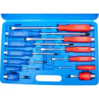 Šroubovák Sada úderových šroubováků, ploché a křížové, 12 kusů - QUATROS QS14243A