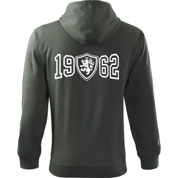 Pánská mikina Narozeninový motiv - znak - 1962 - Mikina s kapucí na zip trendy zipper - S ( Tmavá břidlice (šedá se zeleným nádechem) )