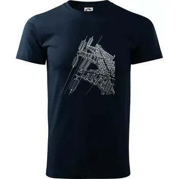 Pánské tričko Nákres stožáru vysokého napětí - Triko extra velké (5-8XL) - 7XL ( Námořní modrá (téměř černá) )