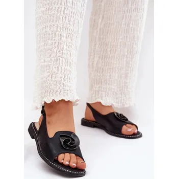 Dámské sandále Lesklé dámské sandály z eko kůže s nastavitelným páskem, 36 i240_211633_2:36