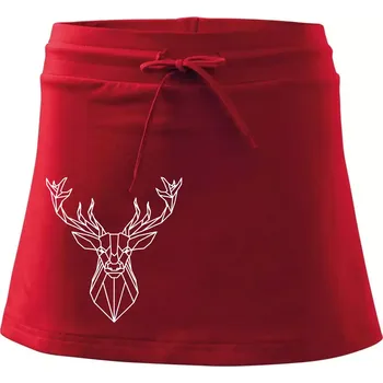 Dámská sukně Geometrie - Jelen velký - Sportovní sukně - two in one - XS ( Červená )