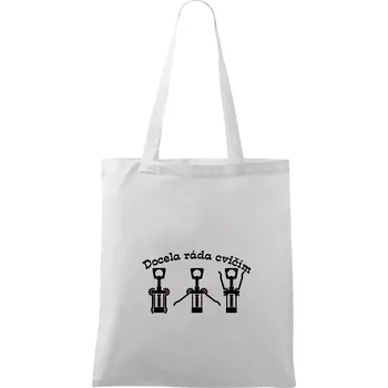 Nákupní taška Docela ráda cvičím - Taška bavlněná - 42 x 38 cm ( Bílá )