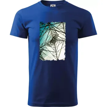 Pánské tričko Barevné nebe - stožáry vysokého napětí - Triko extra velké (5-8XL) - 7XL ( Královská modrá )