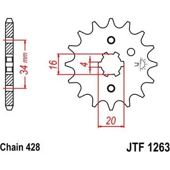 Řetězová sada pro motocykl Řetězové kolečko JT JTF 1263-17 17 zubů, 428