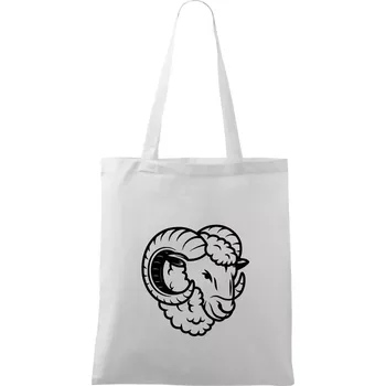 Nákupní taška Černá Hlava berana obrys - Taška bavlněná - 42 x 38 cm ( Bílá )